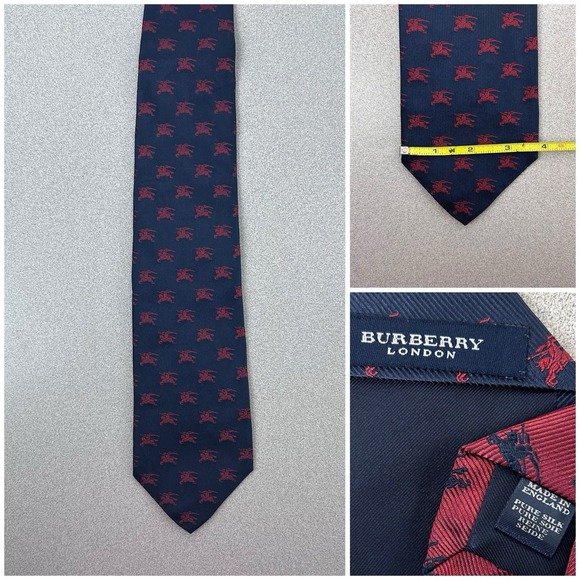 Burberry London Silk Prorsum Horse 58" Neck Tie Blue Red Made England - Picture 1 of 7